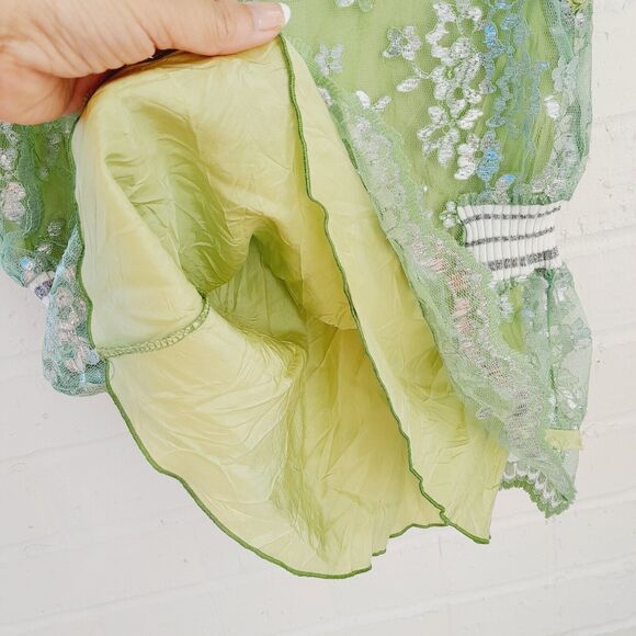 Tonet Made in Italy Lace Metallic Cinch Waist Raw Hem Contemporary sz: L - Picture 6 of 7